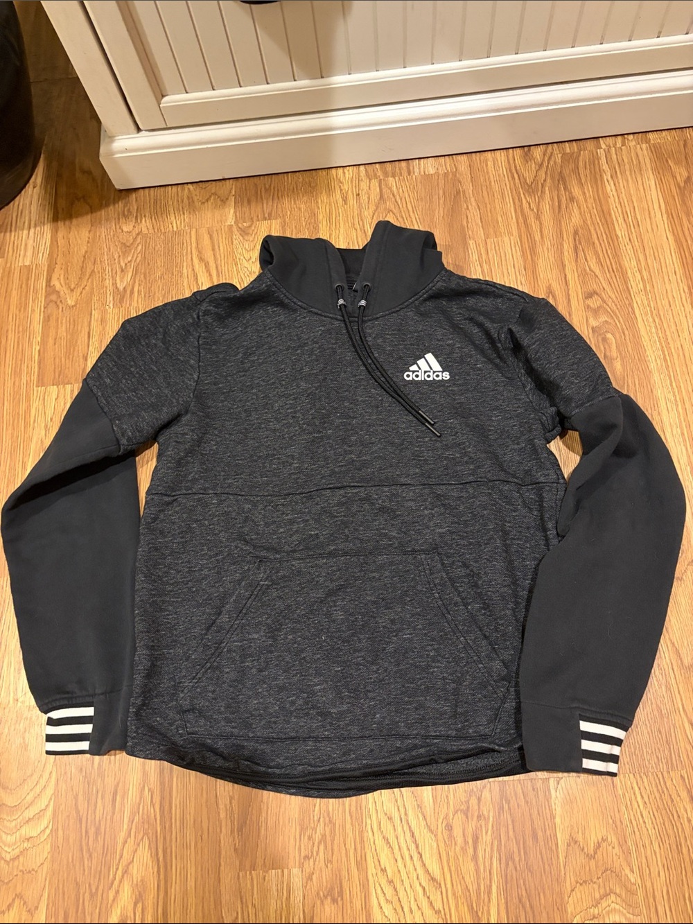 adidas Men’s Charcoal Zip-Up Hoodie with White Logo
